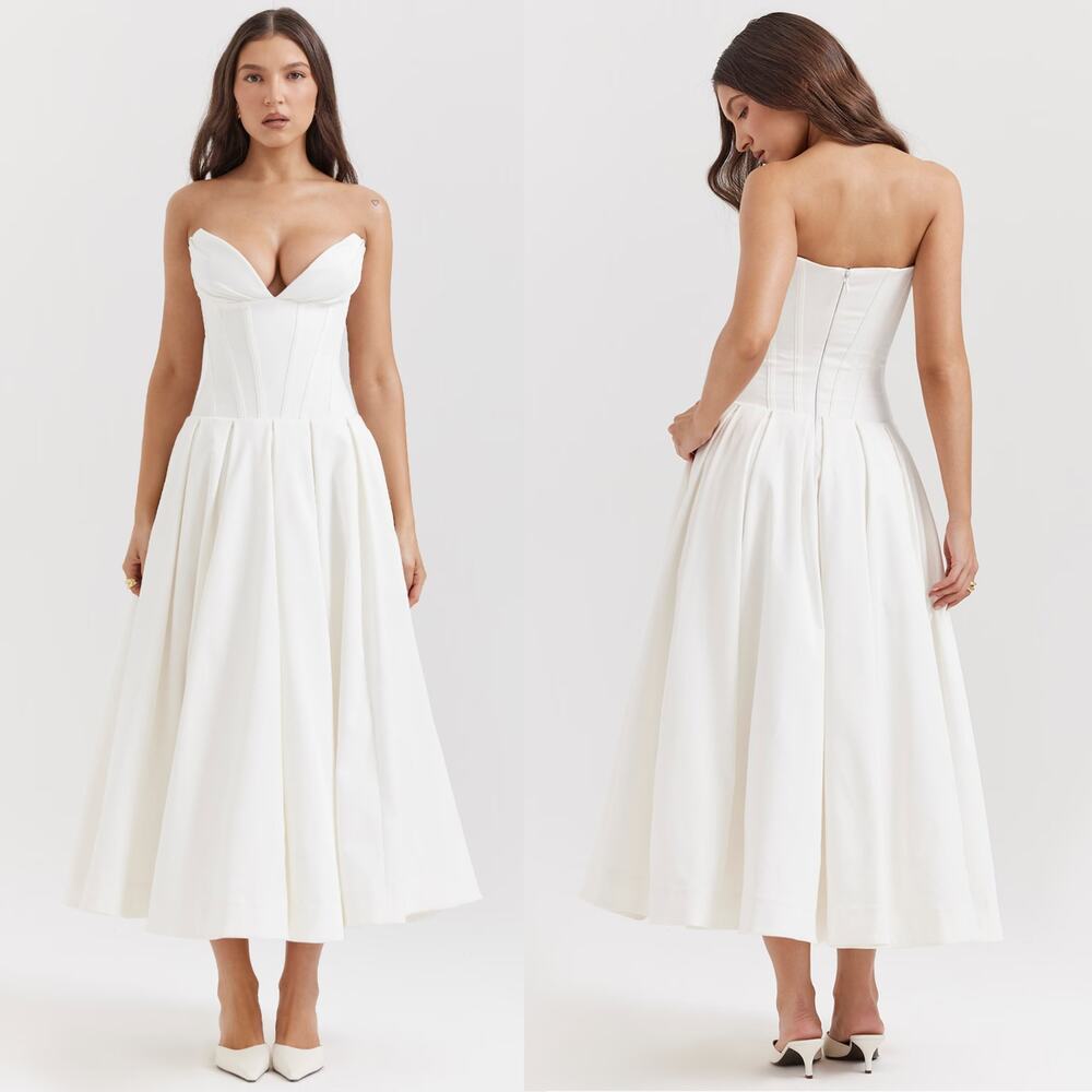 House of CB 'Lady' white strapless midi dress